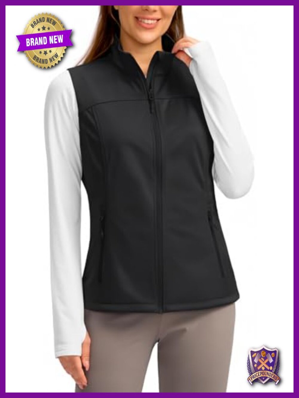 Women's Lightweight Windproof Water-Resistant Vest with 4 Pockets
